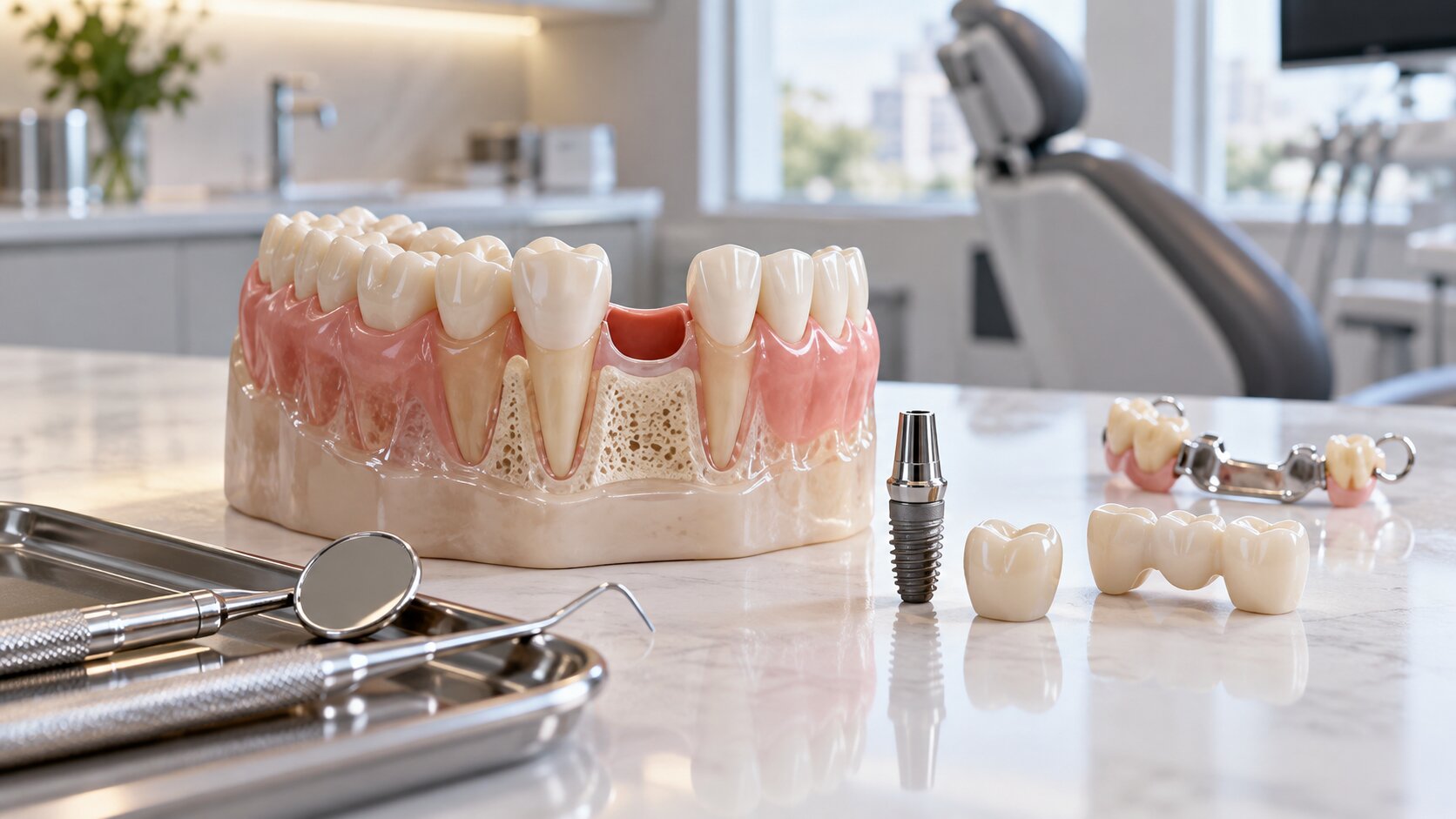 Imagem educativa sobre dente perdido e alternativas de reabilitação
