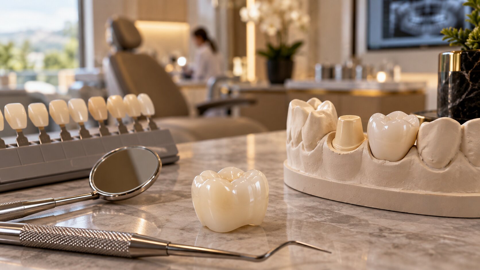Imagem de apoio sobre coroas de porcelana
