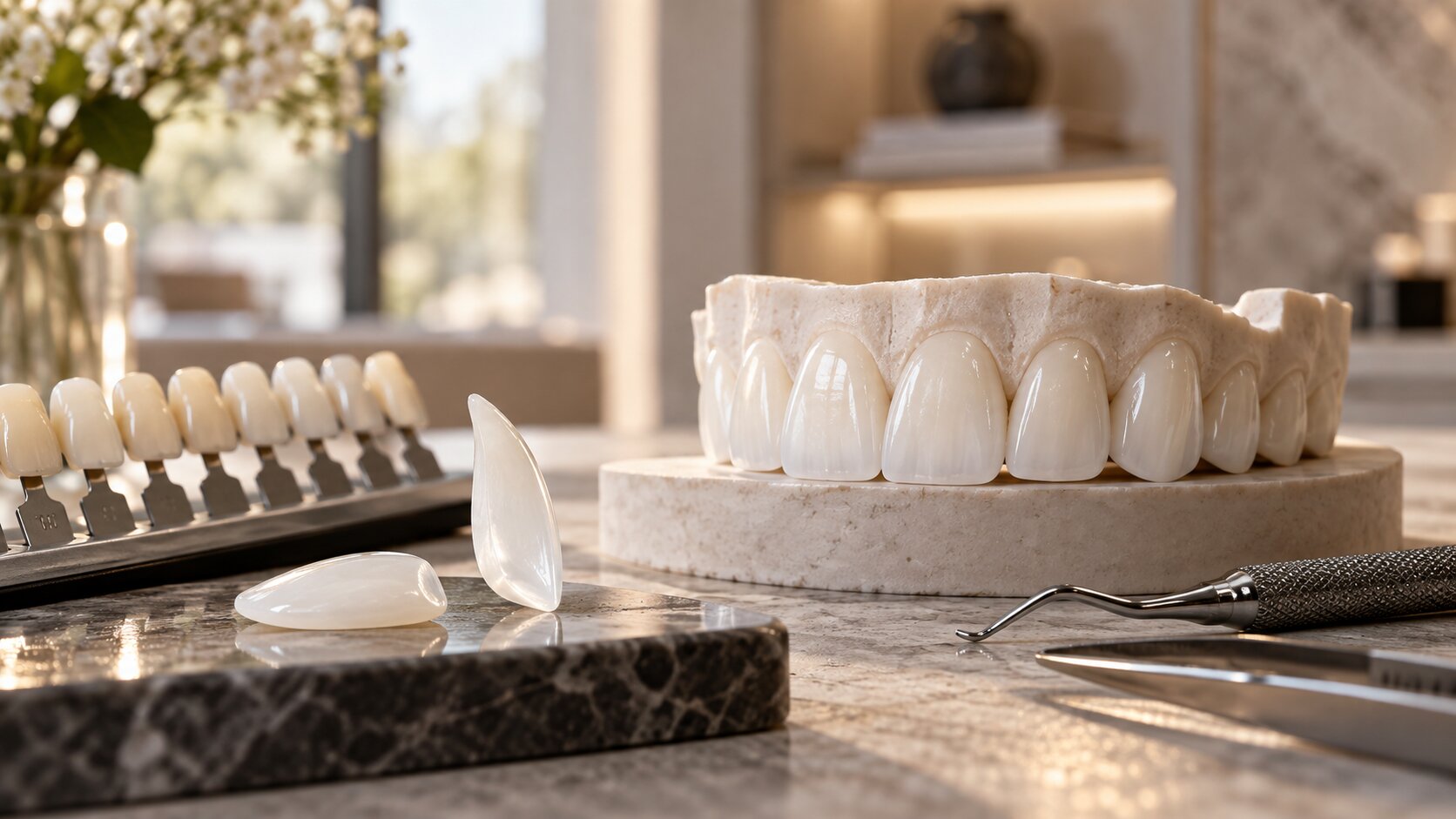 Imagem de apoio sobre facetas de porcelana