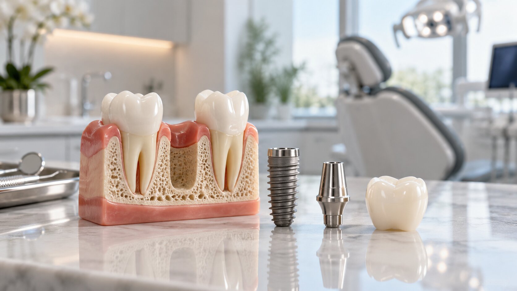 Imagem de apoio sobre implantes dentários